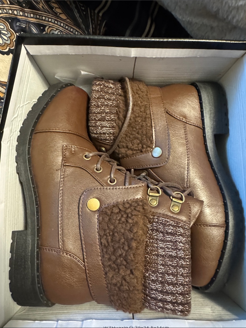 Classic Brown Women's Ankle Booties with Knit Cuff
